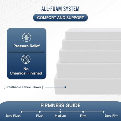 FDW | 12 Inch King Mattress | Medium Firm | Gel Memory Foam Mattress | White | Bed in a Box, CertiPUR-US Certified | Pressure Relief, Cooling Ventilated Foam | Washable Removable Cover