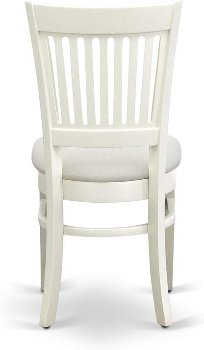 East West Furniture VAVA9-LWH-C 9 Piece Dining Set Includes an Oval Dining Room Table with Butterfly Leaf and 8 Linen Fabric Upholstered Kitchen Chairs, 40x76 Inch, Linen White
