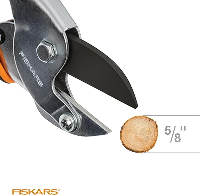 Fiskars Anvil Pruner, 5/8-Inch Cut Capacity Branch Cutter with Power-Lever Technology That Provides More Cutting Power, Best for Dry, Dead Stems and Small Branches