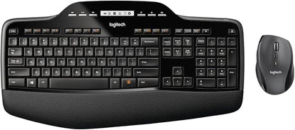 Logitech MK710-RB Desktop Wireless Keyboard/Mouse Combo, Hyper-Fast Scrolling Wireless Mouse USB, Keyboard with LCD Dashboard, Long Battery Life, Black (Renewed)