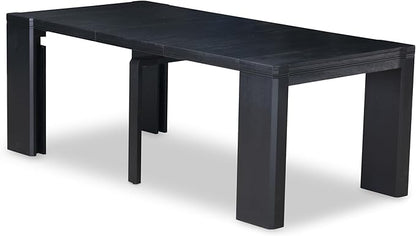 X12VE-0C6-50 - 14-Pc Dining Room Set a Rectangular Dining Table with a coffee Table and 12 Dark Gotham Grey Linen Fabric kitchen Chair, 39x120 Inch, Wire Brushed Black
