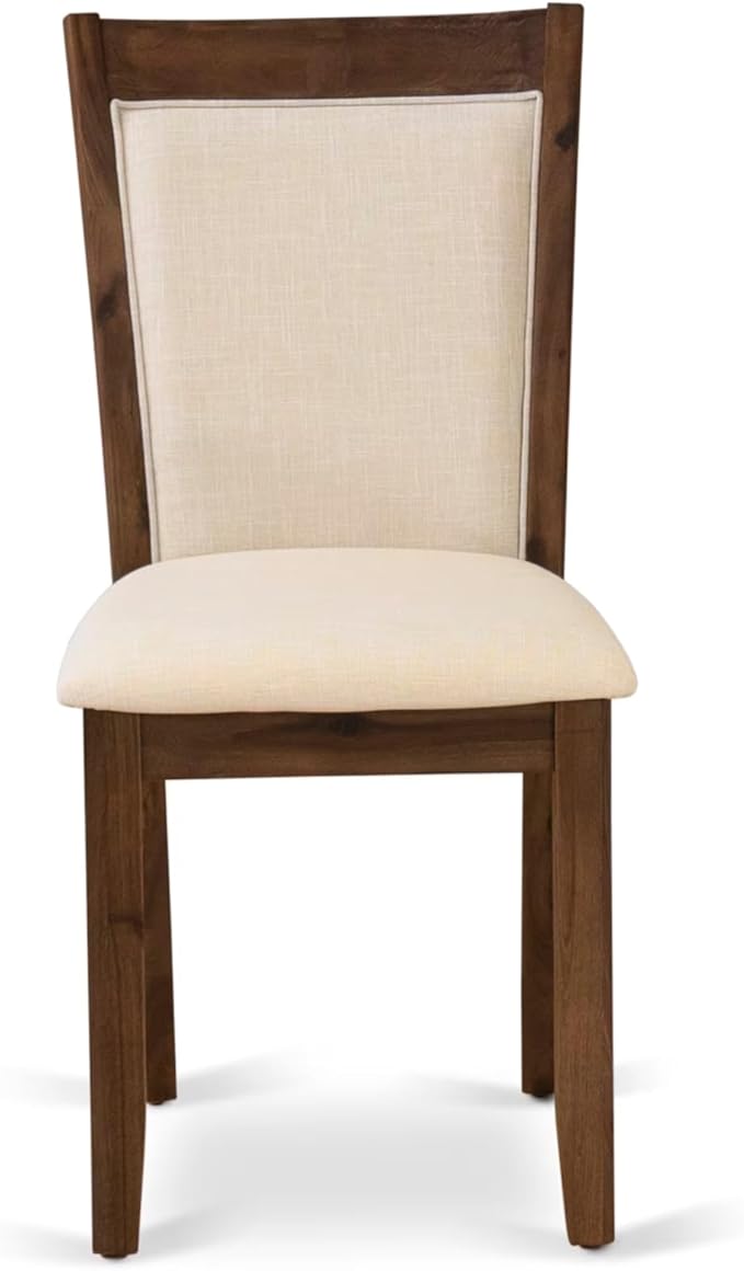 East West Furniture V797MZN32-6 6 Piece Dining Set Contains a Rectangle Dining Room Table with V-Legs and 4 Light Beige Linen Fabric Upholstered Chairs with a Bench, 40x72 Inch, Multi-Color