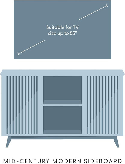 Plank+Beam Mid-Century Modern Wood TV Stand, Solid Wood Entertainment Console with Storage, 49" L x 16" W x 30" H, Blonde