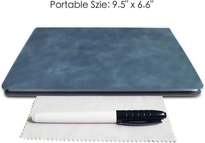 Portable Small Dry Erase Board Whiteboard Notebook Handheld, Reusable White Board Dry Erase Notebook for Desk, at Home Office Study Essentials-9.5" x 6.6" (Blue)