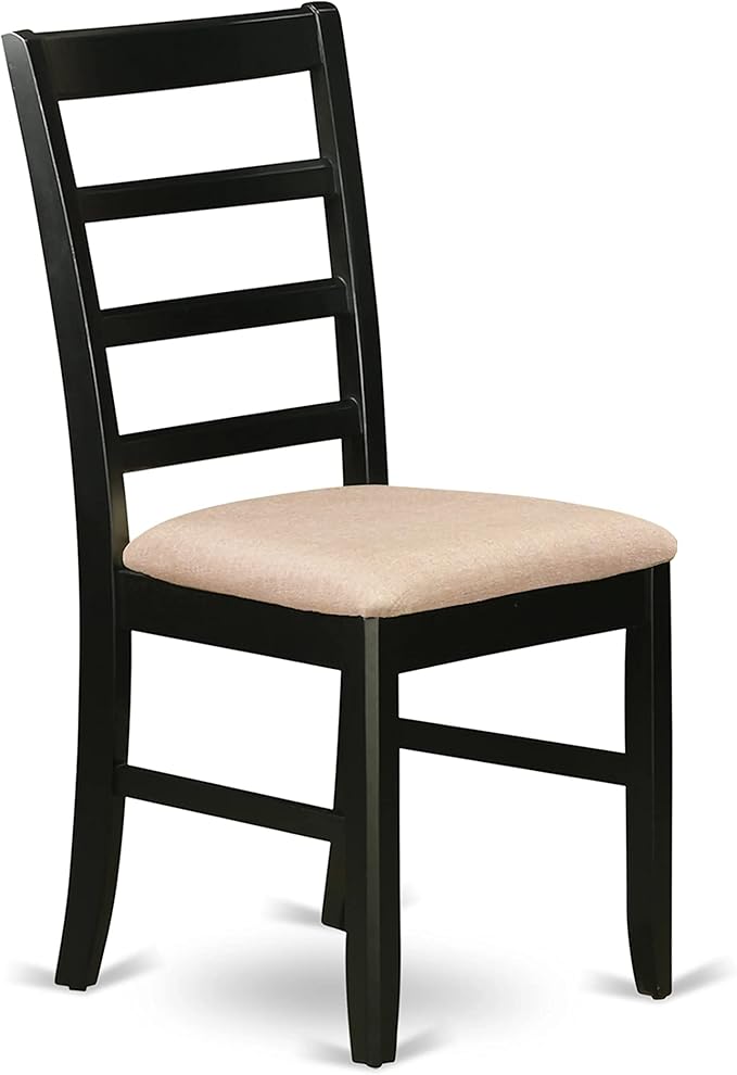 East West Furniture NOPF5-BLK-C 5 Piece Dining Room Furniture Set Includes a Rectangle Kitchen Table with Butterfly Leaf and 4 Linen Fabric Upholstered Chairs, 32x54 Inch, Black