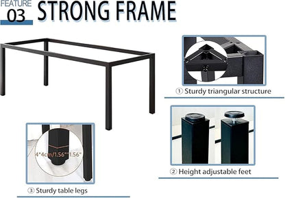 55 Inch Desk - Sturdy Metal Frame Computer Desk, Spacious Office Desk & Writing Desk with Easy Assembly, Durable Workstation for Home Office