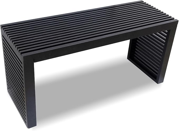 Bamboo Dining Bench, 35 inch Entryway Bench, Indoor Kitchen Table Bench for Entryway Dining Room Living Room Bedroom End of Bed-Black