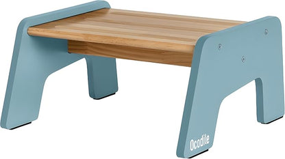 1-Step Wooden Step Stool for Toddlers | Kids Step Stool for Bathroom Sink, Kitchen, and Potty Training | Non-Slip Stool for Toilet Independence | Wooden Step for Children Ages 2+ Blue