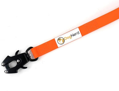 6ft Blaze Orange Dual Handle Silicone Tactical Dog Leash for Medium, Large, Giant Breeds | Quick Release Swivel Clip Carabiner | Coated Nylon Heavy Duty | Strong Puller | Training Leashes
