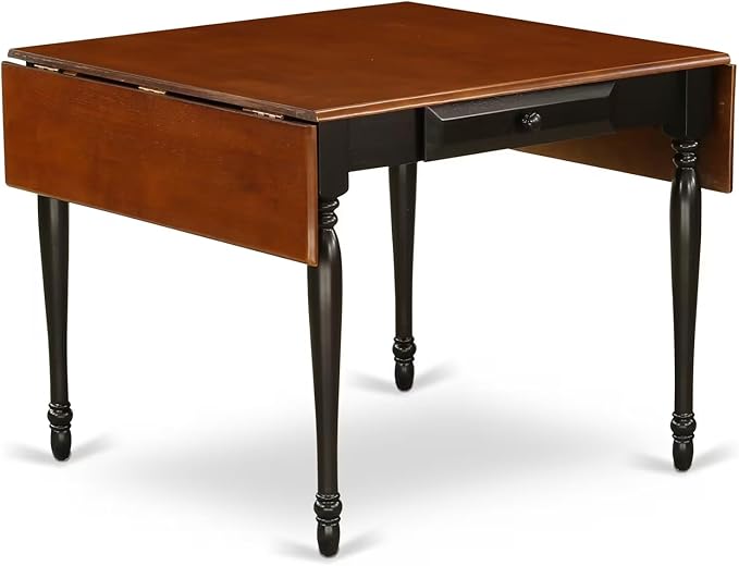 East West Furniture MZNI5-BCH-W 5 Piece Kitchen Table Set for 4 Includes a Rectangle Dining Room Table with Dropleaf and 4 Solid Wood Seat Chairs, 36x54 Inch, Black & Cherry