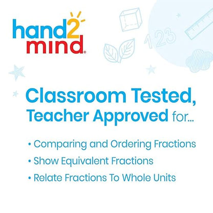 hand2mind Plastic Double-Sided Decimal and Fraction Tiles, Montessori Math Materials, Fraction Manipulatives, Unit Fraction, Fraction Bars Math Manipulatives, Homeschool Supplies (Set of 51)