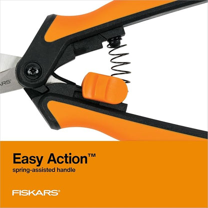 Fiskars 6" Pruning Scissors for Flower Stems, Herbs, Buds, and Small Plants, Garden Snips with Stainless Steel Blades, Gardening Trimmers with Comfortable Handle