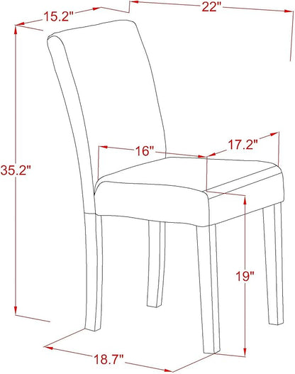 East West Furniture V696AB106-5 5 Piece Dining Table Set for 4 Includes a Rectangle Kitchen Table with V-Legs and 4 Shitake Linen Fabric Upholstered Parson Chairs, 36x60 Inch, Multi-Color
