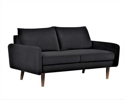Container Furniture Direct Kent Velvet Loveseat Sofa for Modern Living Rooms and Compact Spaces, Comfy 2 Seater Couch Studio Apartment Furniture with Sleek Design, Black