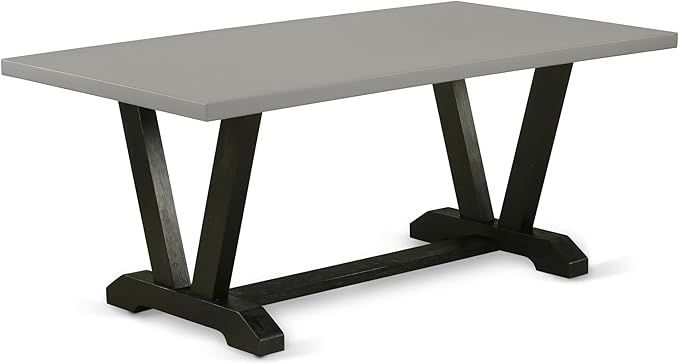 East West Furniture V697FL624-5 5 Piece Dining Table Set for 4 Includes a Rectangle Kitchen Table with V-Legs and 4 Black Linen Fabric Parson Dining Chairs, 40x72 Inch, Multi-Color