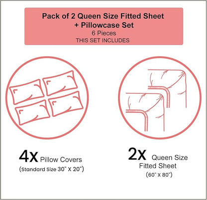 Ambesonne Ice Skates 2 Pack Fitted Sheet & Pillow Sham Set, Colorful Human on Ice, 4 Pcs Bedding Decor, Package Contains 2 Queen Size Fitted Sheets & 4 Pillow Covers, Pale Seafoam Multicolor