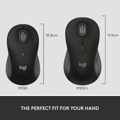 Logitech Signature M550 L Full Size Wireless Mouse - for Large Sized Hands, 2-Year Battery, Silent Clicks, Bluetooth, Multi-Device Compatibility - Black