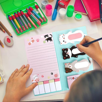 QPIXVB Cute Sticky Notes,440 Sheets Cat Sticky Notes,Cat Gifts for Women,School Supplies,Cartoon Animal Cats Self-Stick Note Pads,Cats Lover Christmas Gifts,Note Pads Set for Students Office Supplies