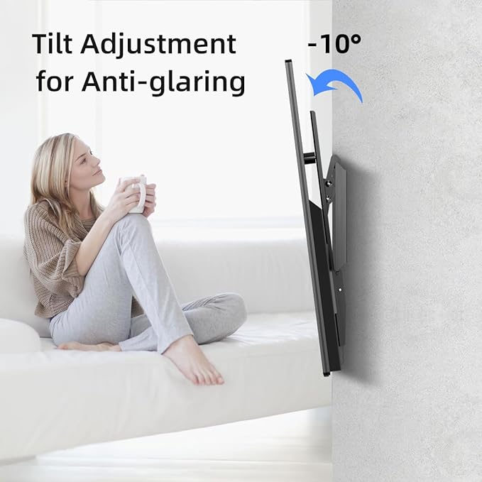 Suptek Tilt TV Wall Mount for Most 26-60 inch LED, LCD and Plasma TV, Max 400x400mm VESA and 99lbs Load Capacity, Fits Studs 16" Apart, Low Profile