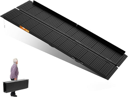 Wheelchair Ramp 7ft, Portable Non-Skid Aluminum Ramps for Wheelchairs for Home Steps, 800 LBS Capacity Handicap Ramp for Doorway, Homes, Threshold, Entry, Stairs 84" Lx 29.2" Wx2H