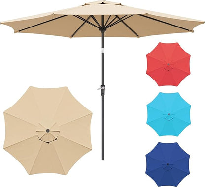 Sannwsg Outdoor Patio Umbrella,Table Umbrella with Push Button Tilt and Crank,Market Umbrella with 8 Sturdy Ribs,Yard Umbrella