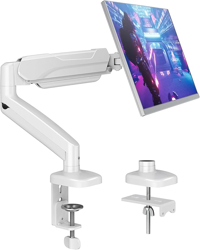 MOUNTUP Single Monitor Desk Mount Holds Screen up to 32 inch, Height Adjustable Monitor Arm, Computer Monitors Stand with Clamp/Grommet Mounting Base, VESA Mounts Fit 4.4-17.6lbs Computer