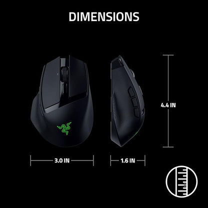 Razer Basilisk Mobile Portable Ergonomic Wireless Gaming Mouse: 10 Programmable Controls HyperScroll - Optical Switches Gen-3 - Long Battery Life - AI Prompt - 2.4 GHz, Bluetooth, USB C