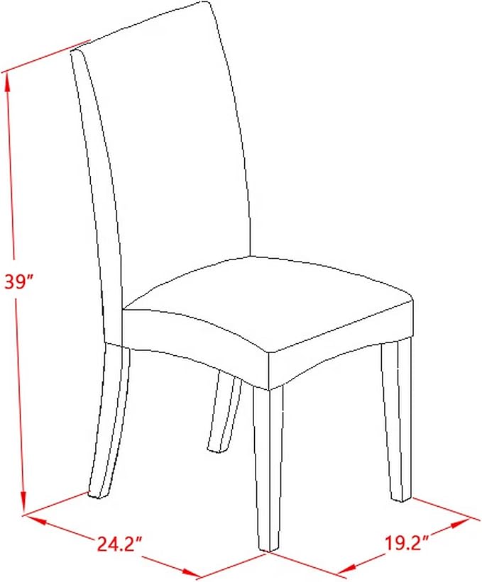East West Furniture V697DR124-5 5 Piece Dining Room Table Set Includes a Rectangle Dining Table with V-Legs and 4 Black Color Linen Fabric Upholstered Chairs, 40x72 Inch, Multi-Color