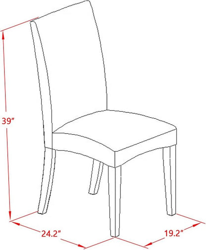 East West Furniture V627DR124-7 7 Piece Modern Dining Table Set Consist of a Rectangle Wooden Table with V-Legs and 6 Black Color Linen Fabric Parsons Dining Chairs, 40x72 Inch, Multi-Color