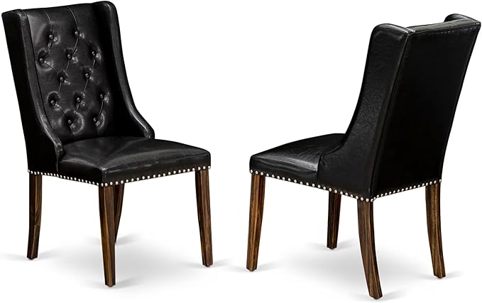 East West Furniture X727FO749-7 7 Piece Dining Set Consist of a Rectangle Dining Room Table with X-Legs and 6 Black Faux Leather Upholstered Parson Chairs, 40x72 Inch, Multi-Color