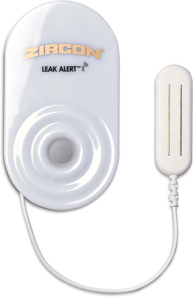 Zircon Leak Alert X – Smart Electronic Water Detector with 9.8 ft Cable – Email, Audio, & Visual Alerts, Battery Included,White