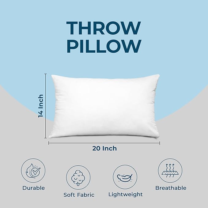 Utopia Bedding Throw Pillows (Set of 4, White), 14 x 20 Inches Pillows for Sofa, Bed and Couch Decorative Stuffer Pillow