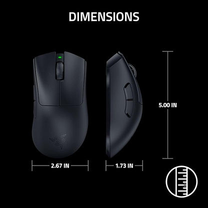 Razer DeathAdder V3 Pro Wireless Gaming Mouse + Hyperpolling Wireless Dongle: 63g Ultra Lightweight - Focus Pro 30K Optical Sensor - Optical Switches Gen-3-5 Programmable Buttons - Black