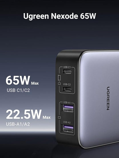 UGREEN Nexode 65W USB C Charger Desktop Bundle with 60W 2 Pack USB C Cable