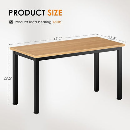 DlandHome 47 inches Medium Computer Desk, Composite Wood Board, Decent and Steady Home Office Desk/Workstation/Table, BS1-120TB Teak and Black Legs, 1 Pack