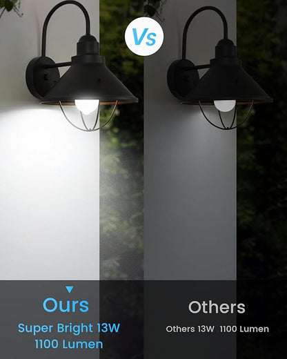 Motion Sensor Light Bulbs, 13W(100W Equivalent) 1100lm Motion Activated Auto Dusk to Dawn LED Bulb, A19 E26 5000K Daylight Outdoor/Indoor Lighting for Garage Porch Stairs Patio, 4 Pack