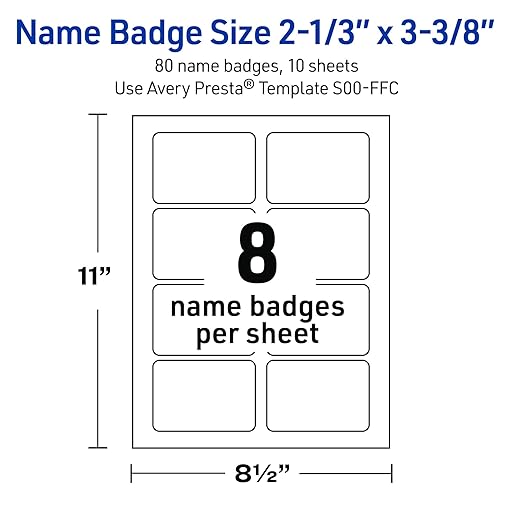 Avery Printable Christmas Adhesive Name Badges, Rectangle, 2-1/3" x 3-3/8", Pre-Printed Pink Border with Red & Gold Bow Design, Matte White, Laser & Inkjet Compatible, 80 Total