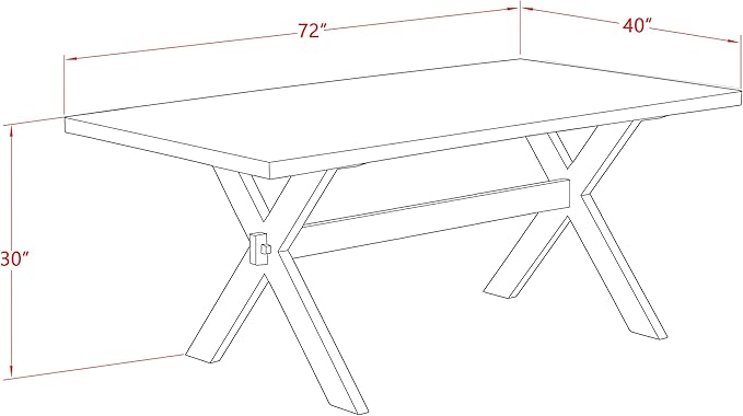 East West Furniture X727MZN32-7 7 Piece Modern Dining Table Set Consist of a Rectangle Wooden Table with X-Legs and 6 Light Beige Linen Fabric Upholstered Chairs, 40x72 Inch, Multi-Color