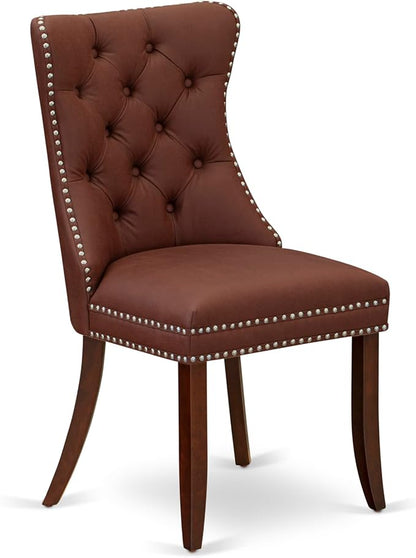 East West Furniture DODA7-MAH-26 7 Piece Dining Room Set Consists of a Rectangle Wooden Table with Butterfly Leaf and 6 Polyester Fabric Upholstered Chairs, 42x78 Inch, Mahogany