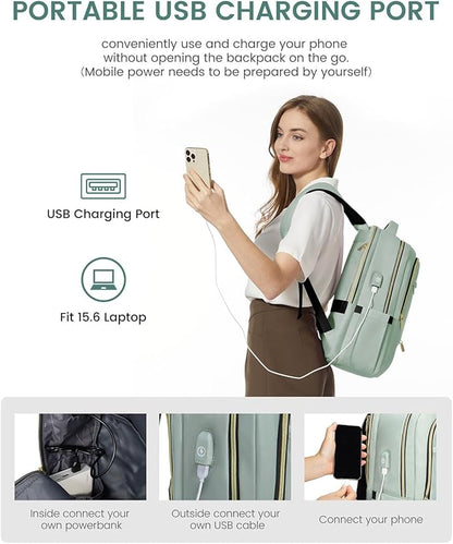 LOVEVOOK Laptop Backpack for Women, Slim Business Laptops Bag with Separate Computer Compartment Stylish Daypack for College Work Travel, Fits 15.6" Laptop
