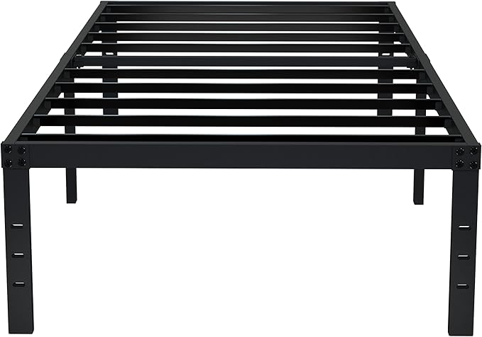 EMODA 16 Inch Heavy Duty Twin Bed Frame, Metal Platform Bed Frames No Box Spring Needed, Noise Free, Easy Assembly, Black