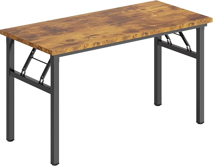 SDHYL 47 inchesNo Assembly Foldable Computer Desk for Home Office Workstation, Study and Writing, Rustic Brown