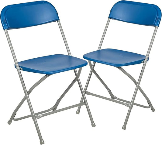 Flash Furniture Hercules™ Series Plastic Folding Chair - Blue - 2 Pack 650LB Weight Capacity Comfortable Event Chair-Lightweight Folding Chair