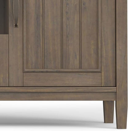 SIMPLIHOME Lev SOLID WOOD 53 Inch Wide Contemporary TV Media Stand in Smoky Brown for TVs up to 60 Inches, For the Living Room and Entertainment Center