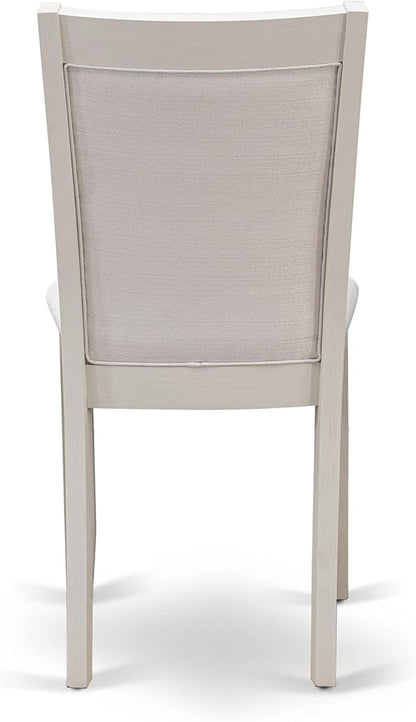 East West Furniture V027MZ001-5 5 Piece Dining Room Furniture Set Includes a Rectangle Dining Table with V-Legs and 4 Cream Linen Fabric Parsons Chairs, 40x72 Inch, Multi-Color