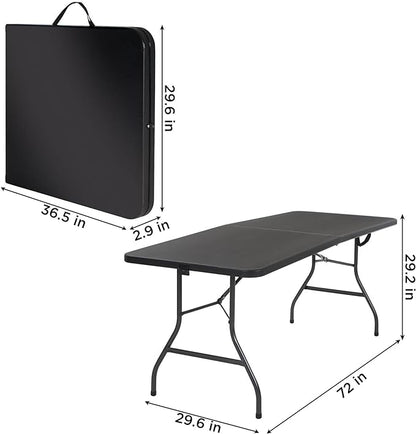 COSCO Molded Folding Banquet Table w/Handle, 6ft, Black