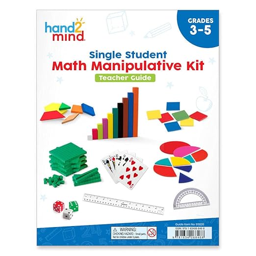 hand2mind Individual Student Manipulative Kit for Kids Ages 8-10, Individual Practice for Kids at Home Or Classroom, Easy to Follow Guide, Math Manipulative Supplies, Homeschool Supplies (Set of 4)