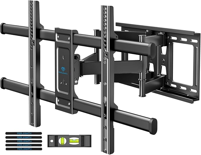 PERLESMITH Full Motion TV Wall Mount for Most 37-82 inch TVs up to 132 lbs, TV Mount with Dual Articulating Arms with Tilt and Extension, Fits 12" 16" Studs, Max VESA 600x400mm, PSLFK1