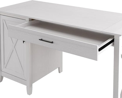 Bush Furniture Key West Computer Desk with Storage Farmhouse PC Table for Home Office in Pure White Oak 54W x 24D