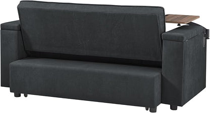 3 in 1 Queen Loveseat Convertible Sofabed Modern Living Room Multifunctional Sleeper Sofa Convertible Spacious Sofa Bed W/Pull Out Sleeper Couch Bed Armrests Storage,Cupholders,USB Ports ,Side Table